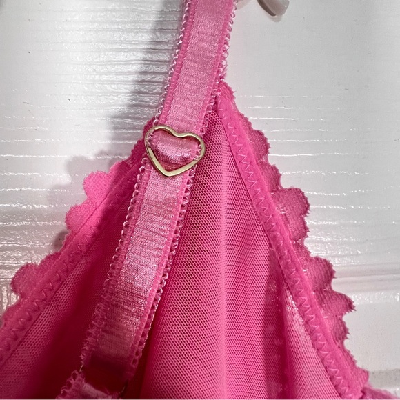 Jessica Simpson Coquette Elegant Pink Lace Bralette 38C - Picture 9 of 10